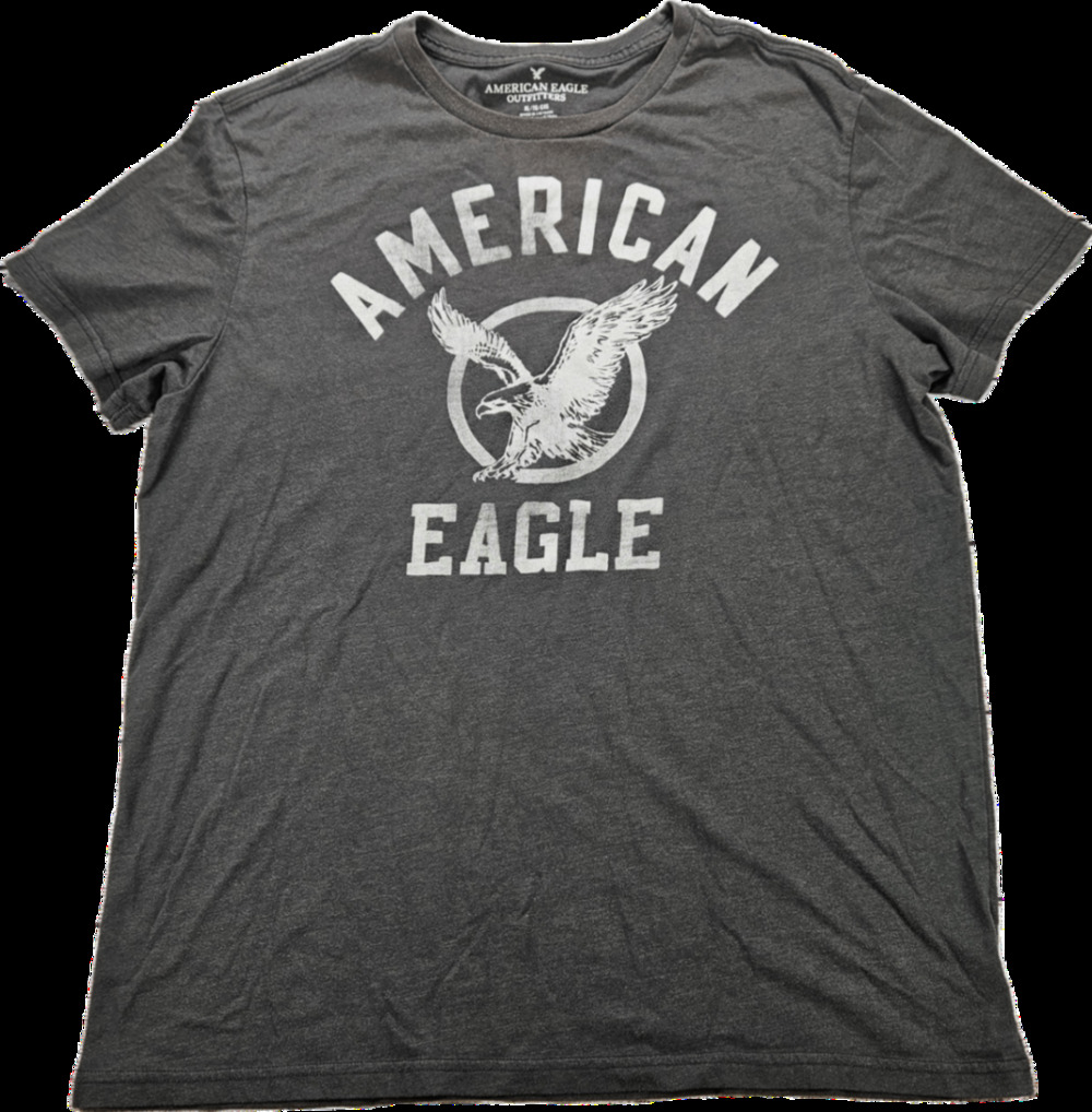 American Eagle Men's Gray XL T-Shirt Cotton Blend Eagle Graphic Crew Neck